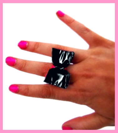 large origami ring with black bow