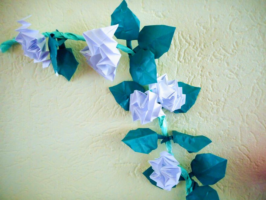 Origami white roses