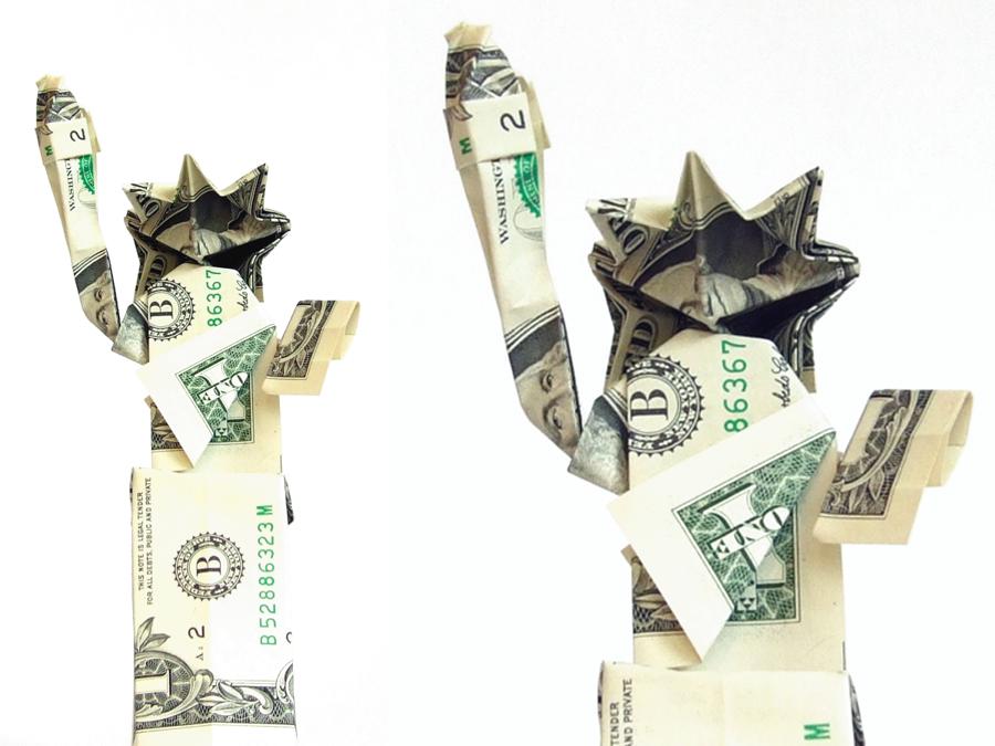 dollar bill Origami statue of liberty