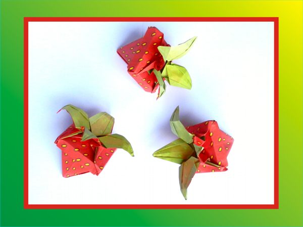 origami strawberry gift boxes
