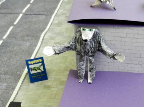 stripfiguur origami weerwolf van papier