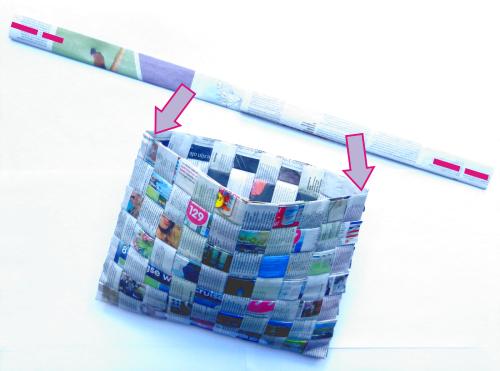 Make a woven newspaper bag