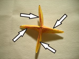 diagram for a yellow origami flower