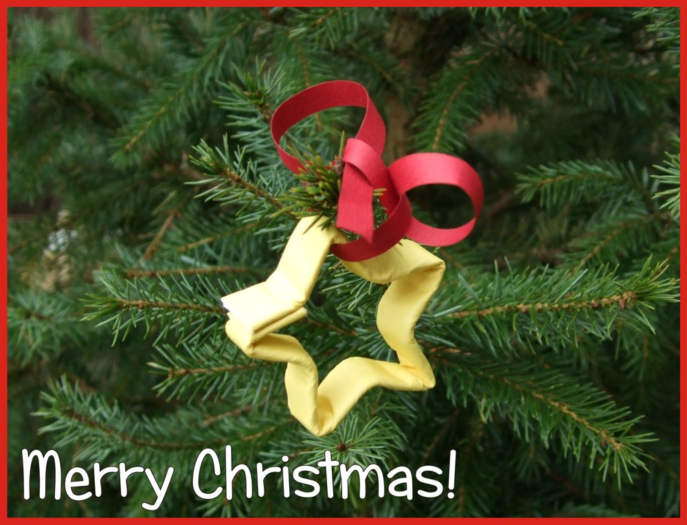 free origami christmas card with a cute folded star