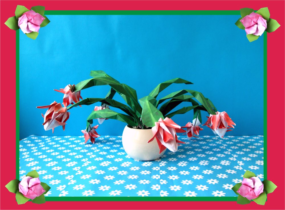 card with an origami christmas cactus