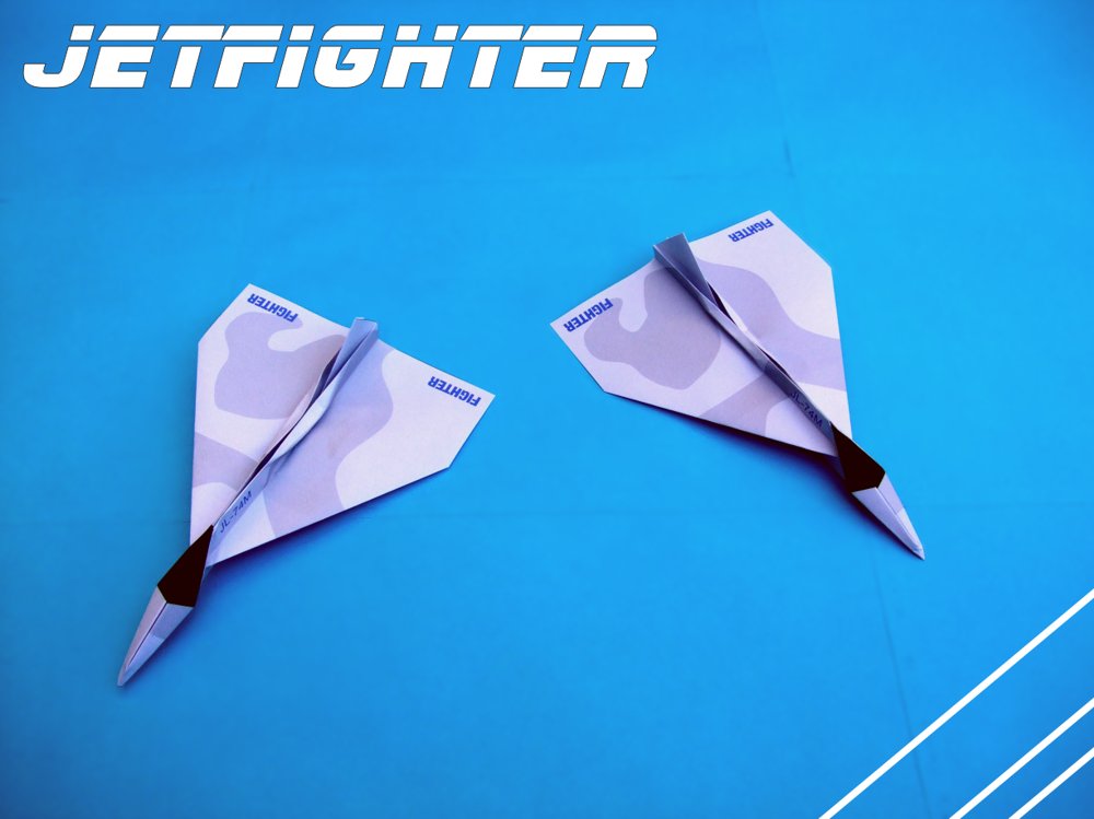 free card with two origami jetfighters