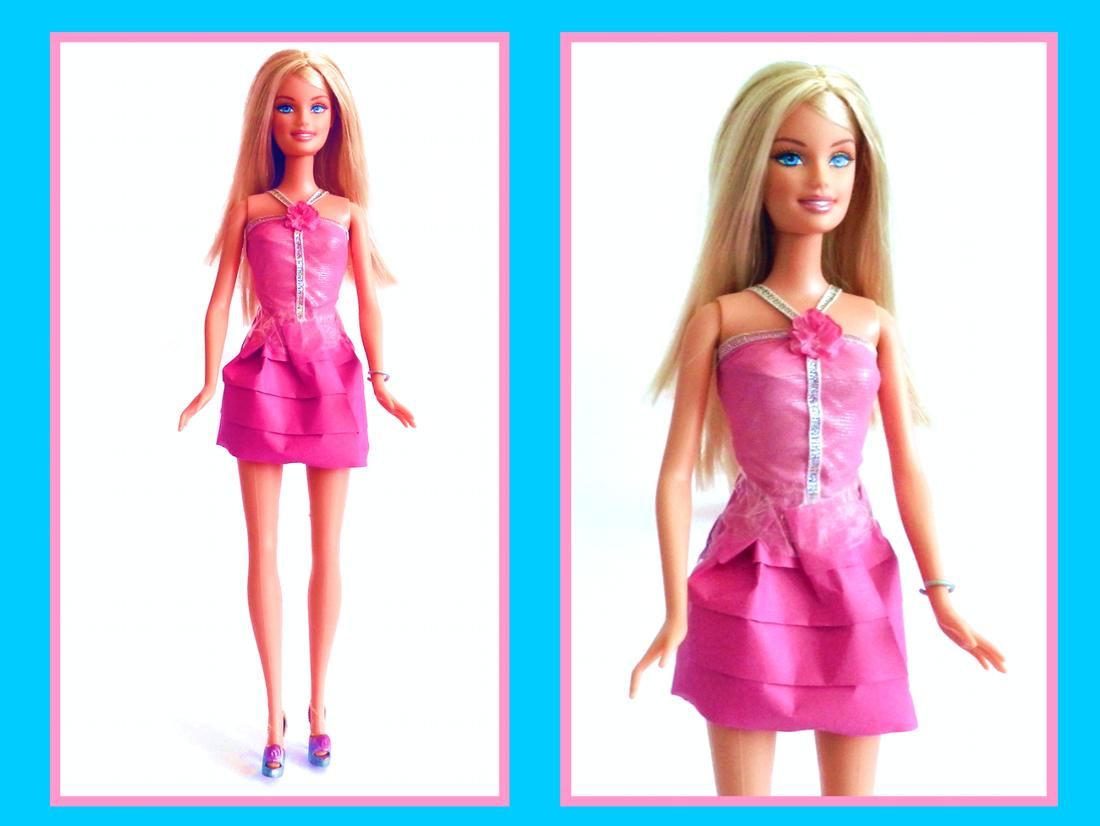 Barbie met een papieren rokje