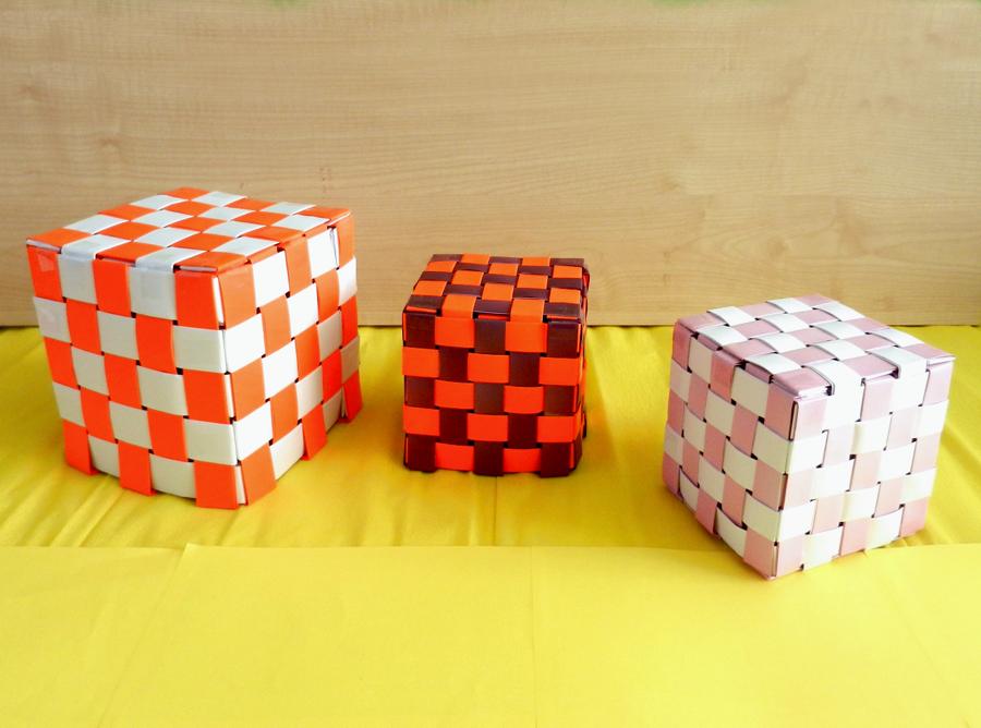 Origami paper woven cubes