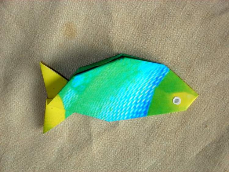 origami card with a fish