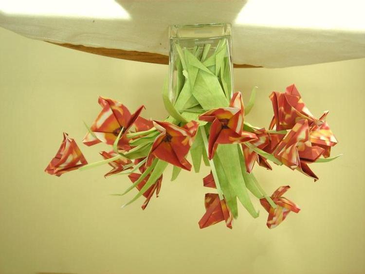 origami card with flowers