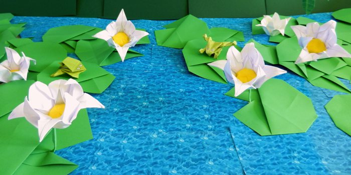 Origami lotus flowers