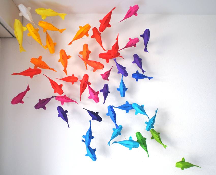 Origami Rainbow Koi Fish Wall Decoration