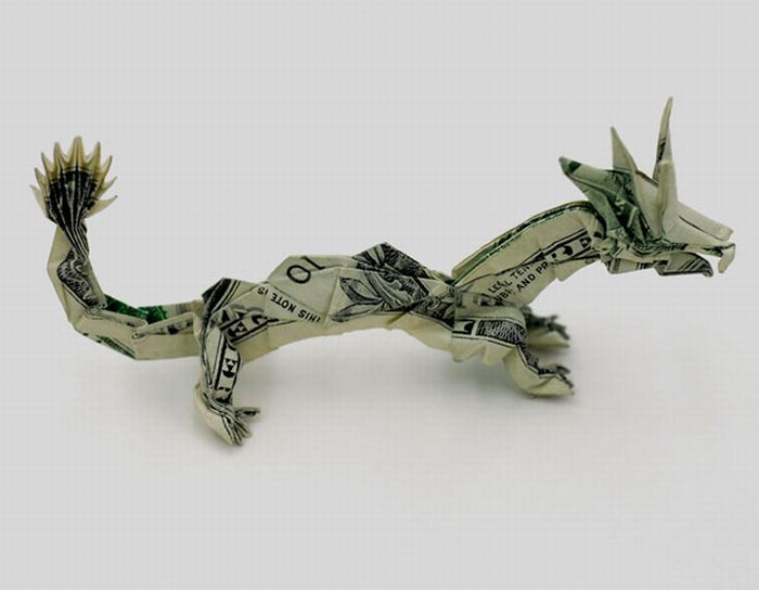 dollar bill origami dragon