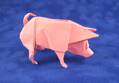 pink origami pig by Ronald Koh