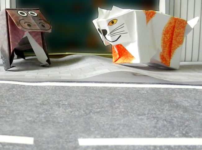 speelgoed papierkunst poes en een nijlpaard