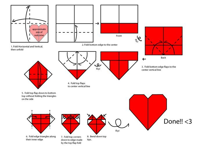 Origami heart folding instructions