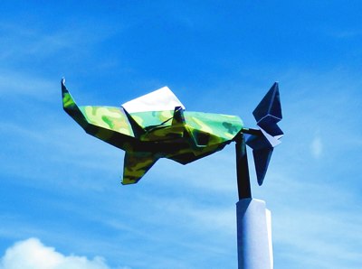 jigsaw puzzle of a papercraft warplane wind vane