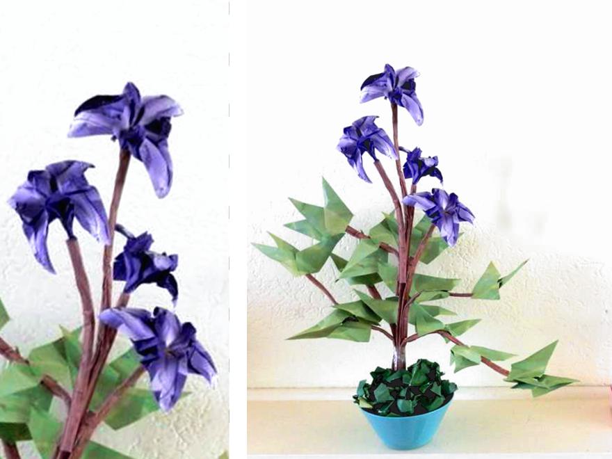 Bonsai Origami Iris Flower