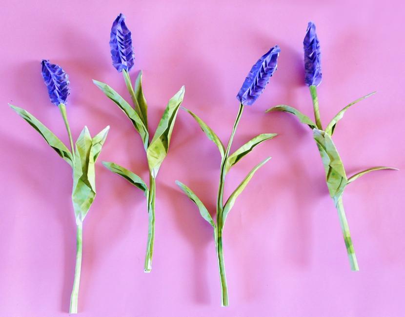 Origami lavendel bloemen