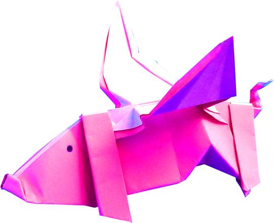 Origami flying pig