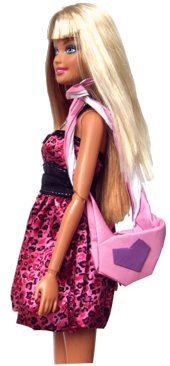 clipart van barbie met een schoudertasje