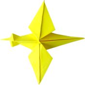 clipart van een gele origami vogel