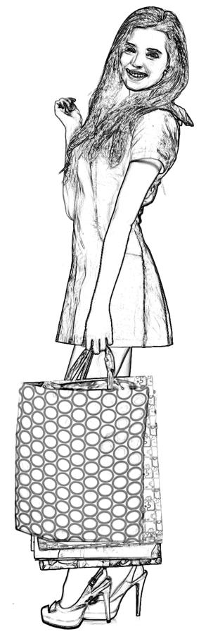 Girl with Shopping Bags