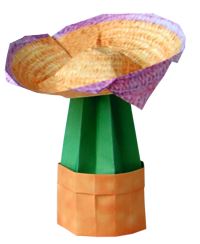 clipart plaatje van een dikke cactus met sombrero erop