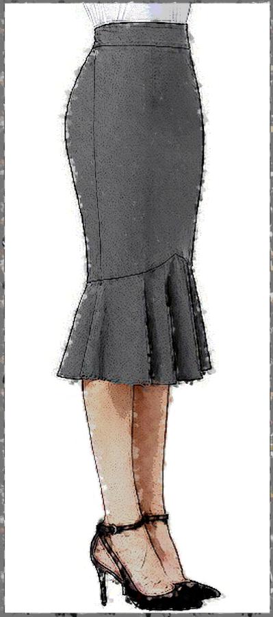 Frill Hem Pencil Skirt