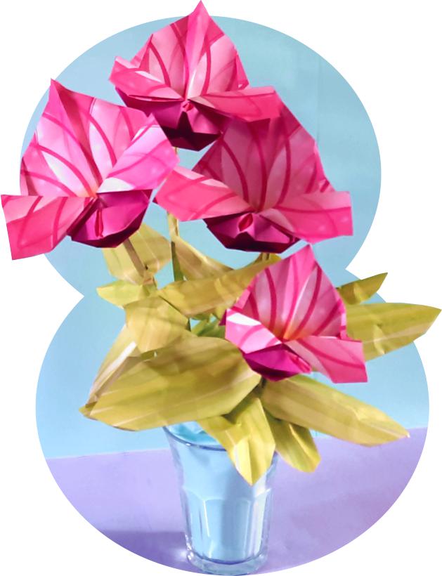 Origami Blozend Hart Bloemen