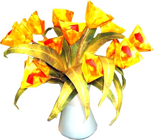 Gele bloemen van papier
