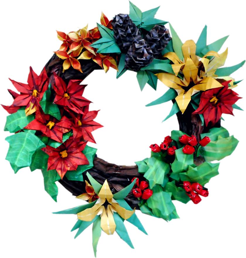 Origami Holiday Wreath