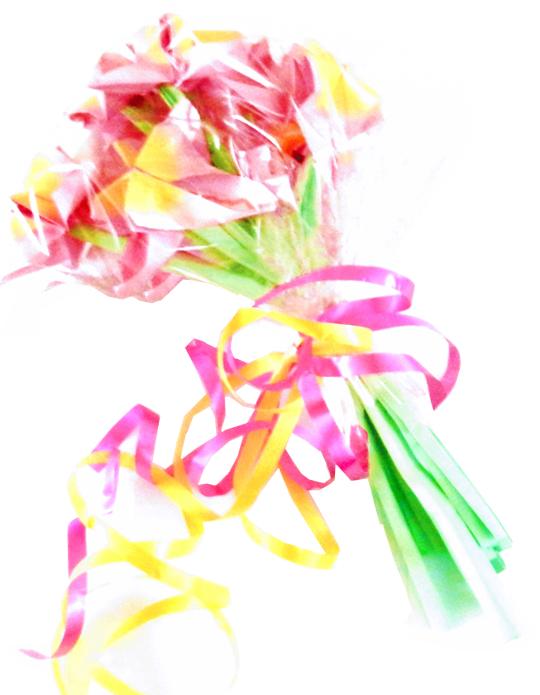 Roze cadeau bloemen van papier