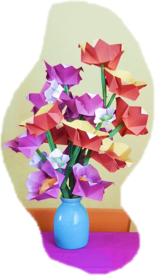 Origami puffy flowers