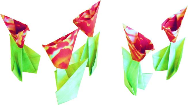 Origami flowers on a stand