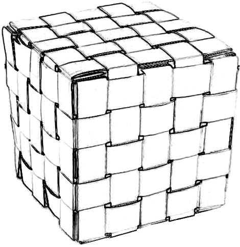 tekening van een geweven kubus