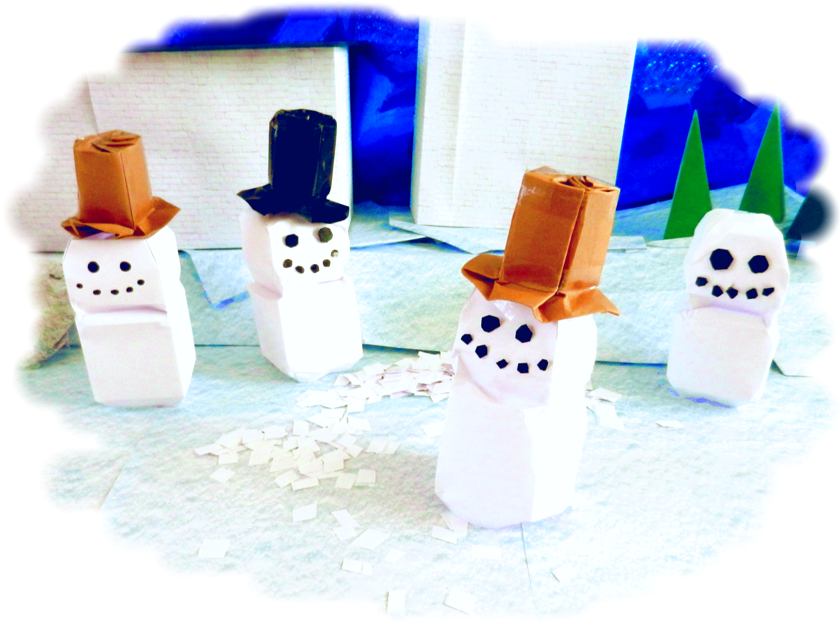 Origami sneeuwpoppen