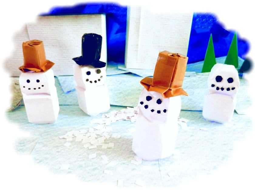 Origami snowmans