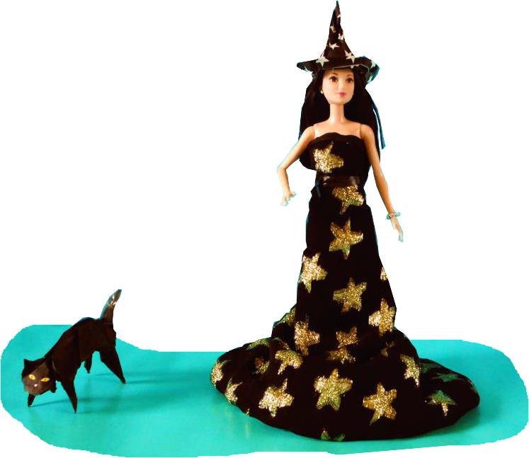 Doll Witch with Black Cat