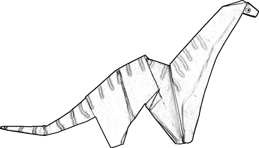 colouring picture of an origami brontosaurus
