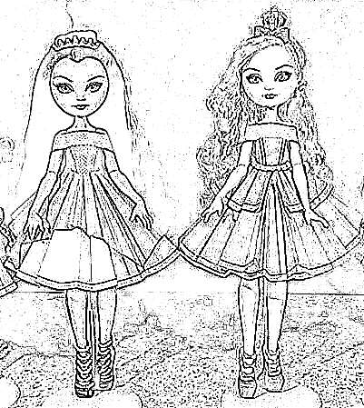 Dressed dolls coloring page