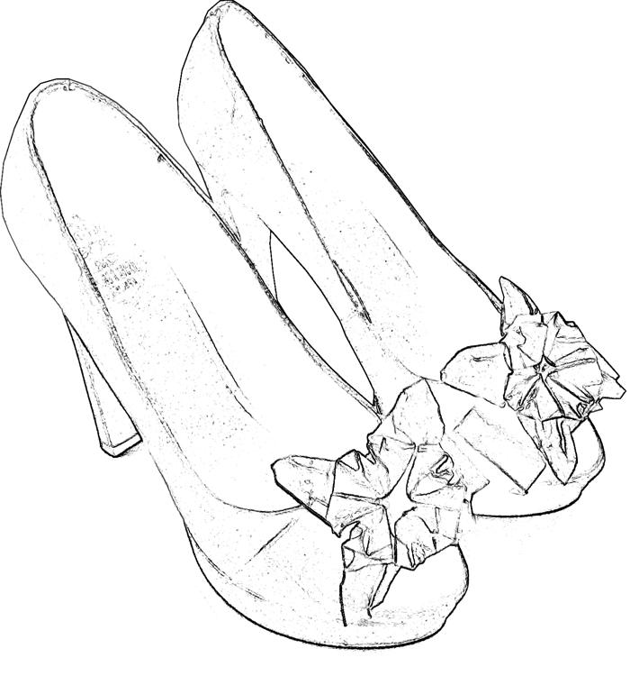 Shoes with flower coloring picture
