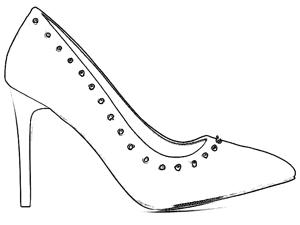 High heel shoe with studs
