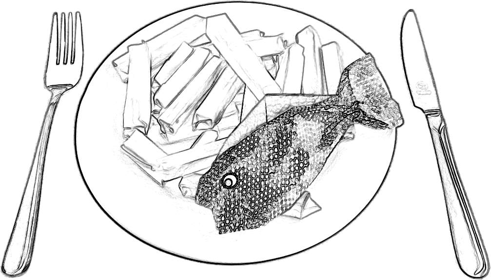 Fish and Chips Kleurplaat