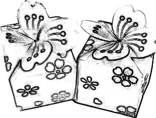 Cute paper flower gift boxes coloring picture