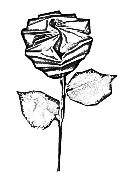 Origami Rose coloring page