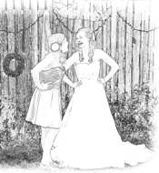Lachende bruidsmeisjes mode kleurplaat
