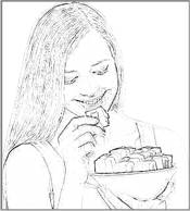 Girl eating bon bons
