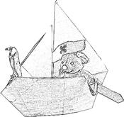 tekening van een piratenboot