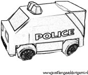 kleurplaat van een politiebusje